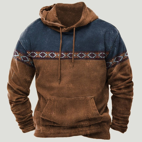 Load image into Gallery viewer, Western Aztec Patchwork Hoodie
