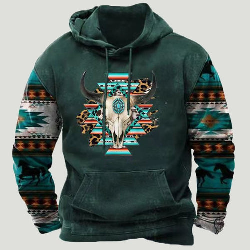 Load image into Gallery viewer, Western Aztec Patchwork Hoodie
