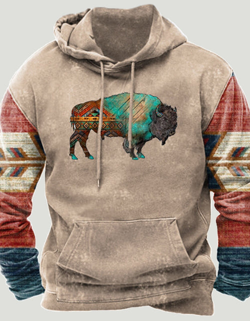 Load image into Gallery viewer, Western Aztec Patchwork Hoodie
