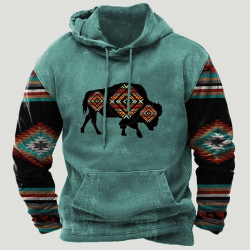 Load image into Gallery viewer, Western Aztec Patchwork Hoodie
