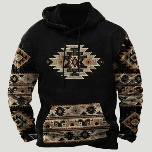 Load image into Gallery viewer, Western Aztec Patchwork Hoodie
