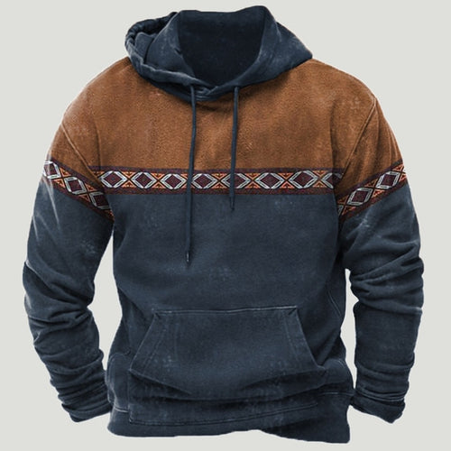 Load image into Gallery viewer, Western Aztec Patchwork Hoodie
