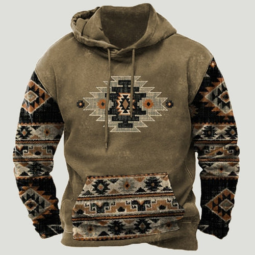 Load image into Gallery viewer, Western Aztec Patchwork Hoodie
